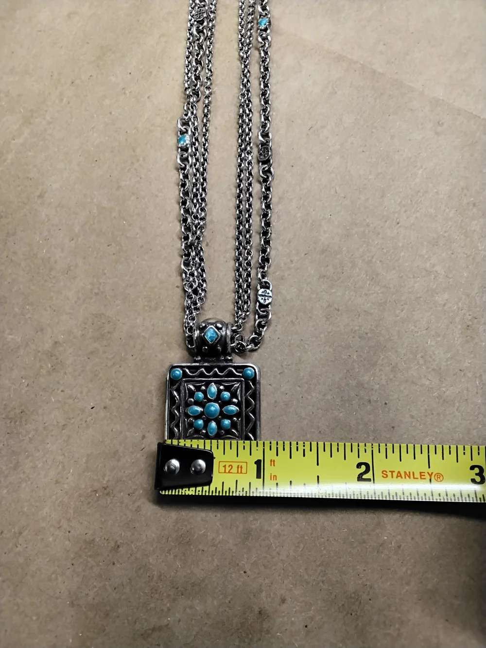 Brighton Silver-Tone Multi-Strand Necklace with Turquoise Accents 16" Long - Picture 4 of 9